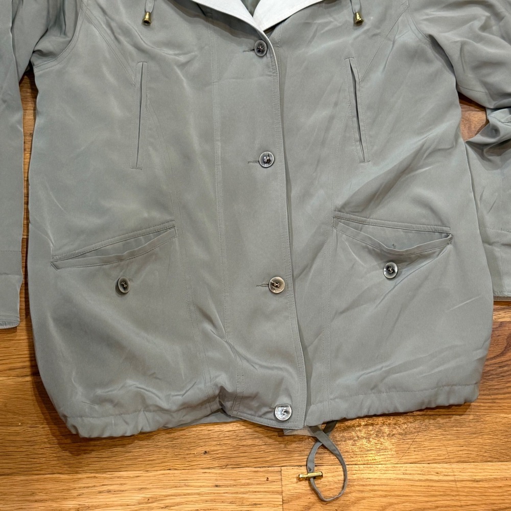 Braefair Womens Sage Green Hooded Button Front Utility Jacket Size M - Picture 10 of 11